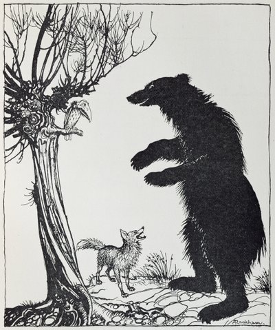 A medve és a róka, illusztráció az „Aesop