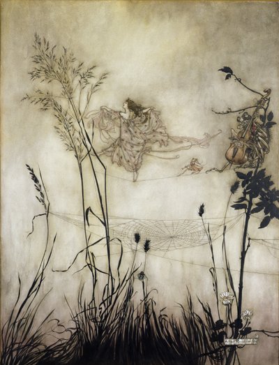 A tündérek remek táncosok, illusztrációja: Peter Pan a Kensington Gardensben, J. M. Barrie (1860-1937) 1906 (toll és tinta WC-vel papíron) alkotó: Arthur Rackham