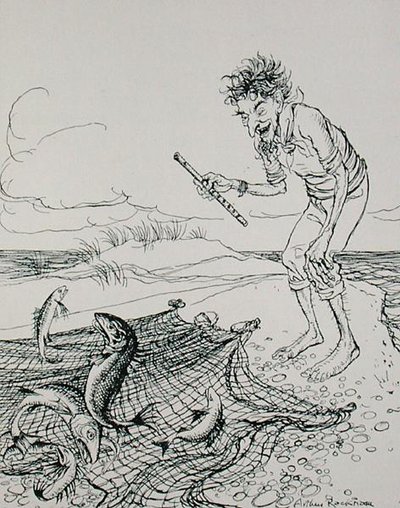 The Fisherman Piping, illusztráció az „Aesop