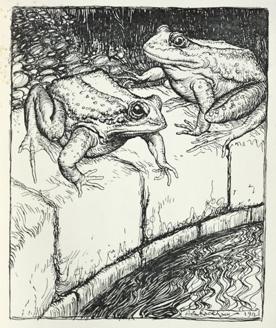 A békák és a kút, illusztráció az „Aesopus meséiből”, kiadó: Heinemann, 1912 alkotó: Arthur Rackham