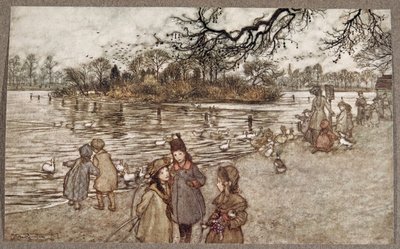 A sziget, amelyen az összes madár megszületik, amelyből kisfiúk és lányok lettek, Peter Pantól a Kensington Gardensben, J M Barrie (1860-1937), pub. 1906 alkotó: Arthur Rackham