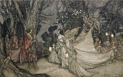 Oberon és Titánia találkozása alkotó: Arthur Rackham
