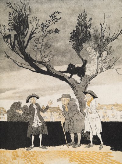 The Men of Sleepy Hollow (Belső borító) a The Legend of Sleepy Hollow című filmből, Washington Irving (1783-1859), pub. 1928 alkotó: Arthur Rackham