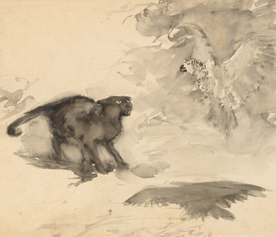 A papagáj és a macska (Eleanor Gates „Jó éjszakát” című vázlata) alkotó: Arthur Rackham