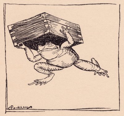 A kicsi elment és hozta a dobozt. Illusztráció: Arthur Rackham Grimm meséjéből, A vaskályha című művéből. alkotó: Arthur Rackham