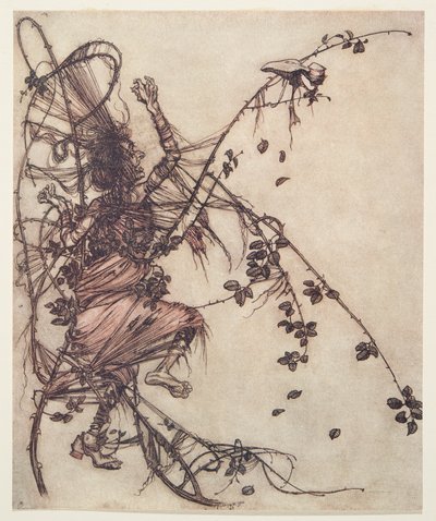 Minél gyorsabban játszott, annál magasabbra kellett ugrania a Grimm testvérek tündérmeséiből, a kocsmából. 1909 alkotó: Arthur Rackham