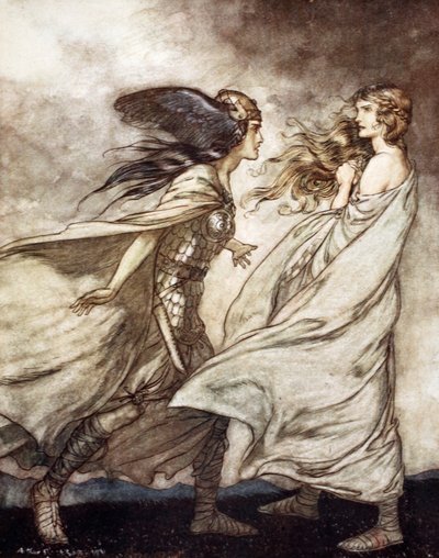 – A gyűrű a kezeden – ..ah kérlek! Hogy Wotan dobja el!”, 1924. alkotó: Arthur Rackham