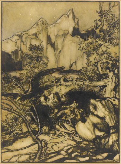 Thors utazása az óriások földjére, 1901 alkotó: Arthur Rackham