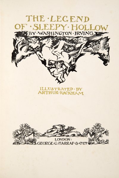 Címlap, The Legend of Sleepy Hollow, Washington Irving (1783 - 1859), pub. 1928 alkotó: Arthur Rackham