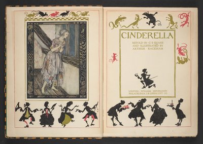 Címlap és előlap a Hamupipőkéből, újra elmesélte C.S. Evans, illusztrálta Arthur Rackham alkotó: Arthur Rackham