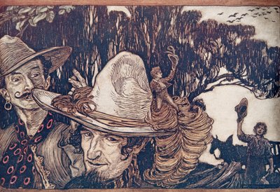 Amikor Tom elbúcsúzott az apjától, elmentek vele... A Grimm testvérek tündérmeséiből, kocsmából. 1909 alkotó: Arthur Rackham