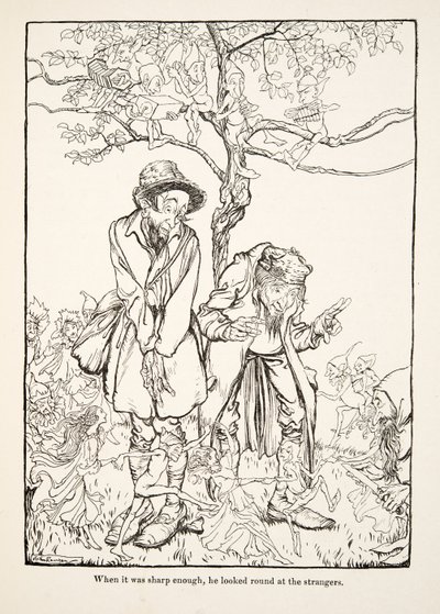 Amikor elég éles volt, körbenézett az idegenekre, a Little Brother & Little Sister és a Grimm testvérek más meséiből, pub.1917 (litho) alkotó: Arthur Rackham