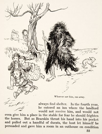 Aki látta, elfutott, a Little Brother & Little Sister és a Grimm testvérek más meséiből, pub.1917 (litho) alkotó: Arthur Rackham