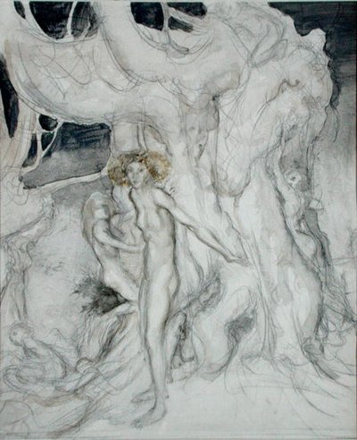 Fa nimfák (akvarell és ceruza papíron) alkotó: Arthur Rackham