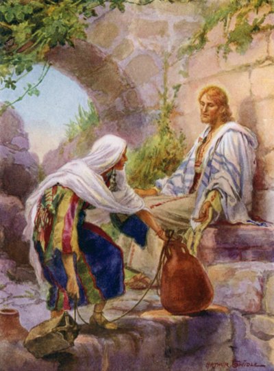 A szamáriai asszony a kútnál (színes litho) alkotó: Arthur Twidle