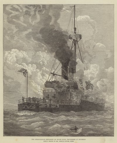 Gőzkazánrobbanás a HMS Thunderer fedélzetén Spitheadnél alkotó: Arthur Wellington Fowles