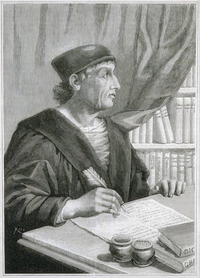 Antonio de NEBRIJA (Antonio Martinez de Cala y Xarava, Antonius Nebrissensis, Antonius Lebrixen) (1441-1522). Angol humanista és nyelvtudós. Metszet alkotó: Artist Unknown