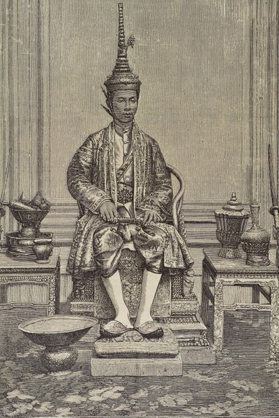 Chulalongkorn vagy V. Rama (1853-1910). Sziám ötödik uralkodója a Chakri-ház alatt. Metszet. Magángyűjtemény. alkotó: Artist Unknown