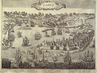 Cádiz városa és kikötője. Metszet. SPANYOLORSZÁG. ANDALÚZIA. Cadiz. Museo de Cadiz alkotó: Artist Unknown