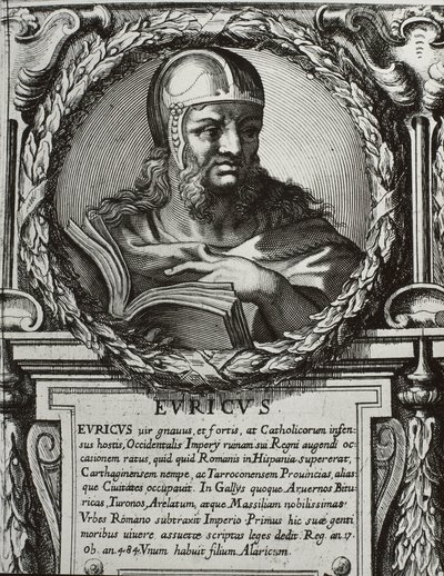 EURIC (420-484). A vizigótok királya (466-484). Metszet. alkotó: Artist Unknown