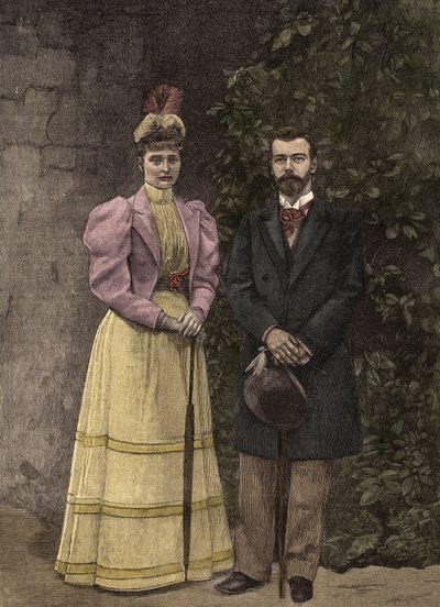 Alekszandra Fjodorovna cárnő (hesseni és rajnai Alix, Alekszandra Fjodorovna Romanova) és II. Miklós orosz cár (1872-1918) alkotó: Artist Unknown