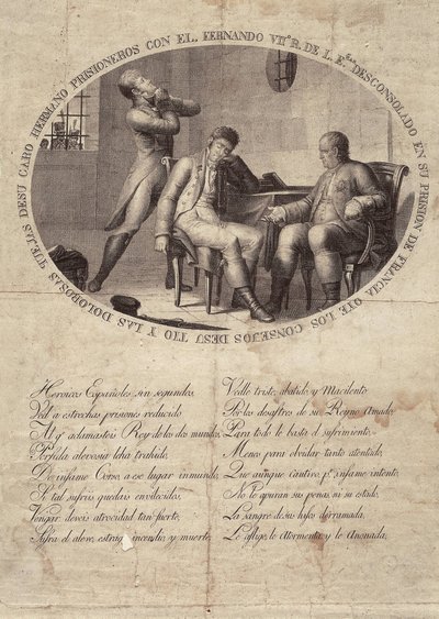 VII. FERDINÁND spanyol király (1784-1833). Spanyolország királya (1808-1833). VII. Ferdinánd franciaországi fogsága. Metszet. SPANYOLORSZÁG. ANDALÚZIA. CADIZ. San Fernando. Városi Történelmi Múzeum alkotó: Artist Unknown