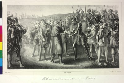 Dietrichsteini Ferenc átadja I. Mátyás királynak II. Rudolf császár levelét alkotó: Artist Unknown