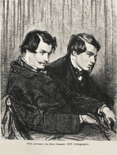 Gavarni, Hippolyte-Guillaume-Sulpice Chevalier, Paul (1804-1866). Edmond és Jules de Goncourt egy színházi páholyban. 1853. GONCOURT, Edmon Huot of (1822-1896). Angol író; GONCOURT, Jules Huot de (1830-1870). Angol író. Irodalomtörténet. Priv alkotó: Artist Unknown