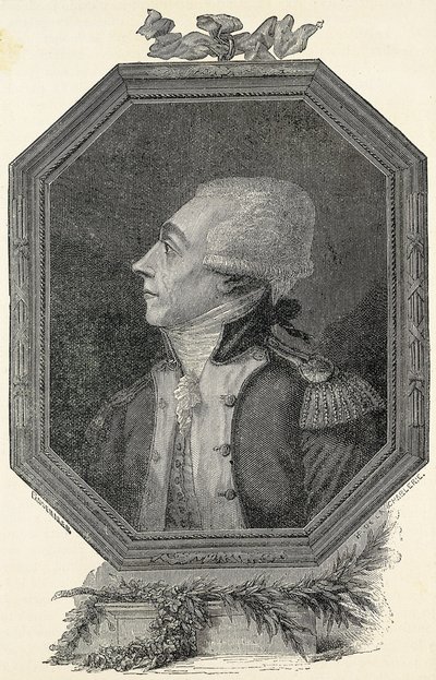 Lafayette, Marie Joseph Gilbert Motie Motier márki (1757-1834). Liberális eszméket valló francia arisztokrata és katona. Metszet alkotó: Artist Unknown