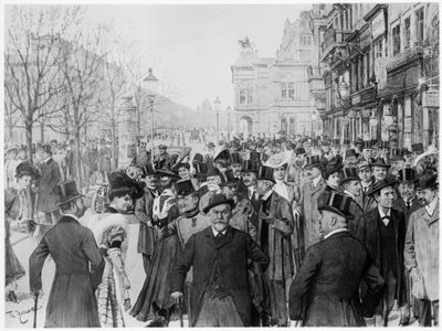 Körúti felvonulás Bécsben. nyomtatás Theo Zasche 1900 körüli olajfestménye alapján. alkotó: Artist Unknown