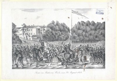 Jelenet a Práterben (Bécsben) 23 órakor. Augusztus 1848 alkotó: Artist Unknown