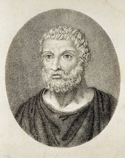 Milétoszi THALES (Kr. e. 6. század i. sz. VI. század). A milétosi Thalész portréja. Metszet. alkotó: Artist Unknown