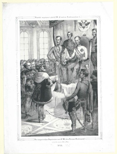 A magyar deputátumok M. Sir M. I. Ferdinánd császár előtt az 1848. márciusi héten. alkotó: Artist Unknown