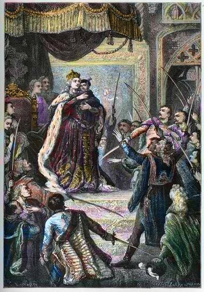 Mária Terézia osztrák nagyasszony a pozsonyi országgyűlésen tett látogatása során átveszi a magyar nemesek hűségesküjét. alkotó: Artist Unknown