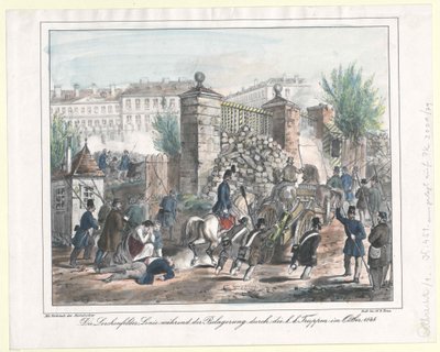 A Lerchenfelder-vonal a k. k. csapatok 1848. októberi ostromakor. alkotó: Artist Unknown