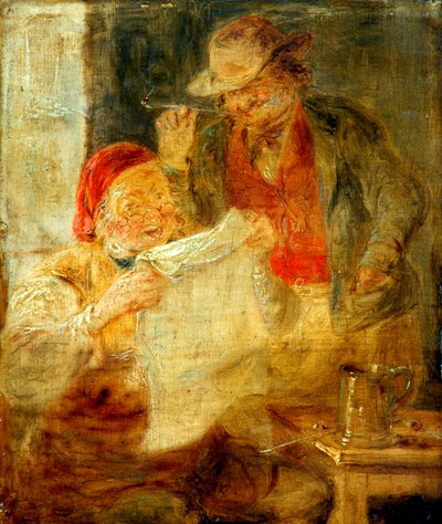 Az újság (olaj, tábla) alkotó: Artist Unknown