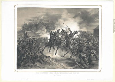 A k. k. katonatisztek harca a taborban 1848. október 6-án. alkotó: Artist Unknown