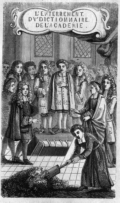 Az Akadémia szótárának temetése - "Factums" (metszet) alkotó: Artist Unknown