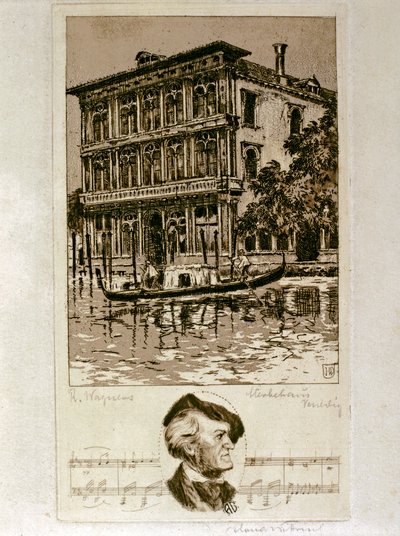 Wagner Velencében (metszet) alkotó: Artist Unknown