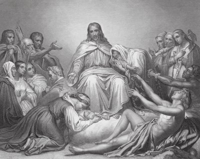 Krisztus a Vigasztaló, Lukács, IV. fejezet, 16., 21. vers (metszet) alkotó: Ary (after) Scheffer