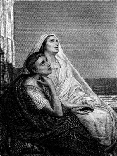 Saint Monique Szent Ágostonnal – Bougaud abbé Saint Monique történetének homlokzatán, Librairie Poussielgue 1866 alkotó: Ary Scheffer