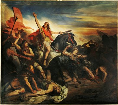 A tolbiai csata az alamannok és Siegbert frankjai között ... (festmény, vászon) alkotó: Ary Scheffer