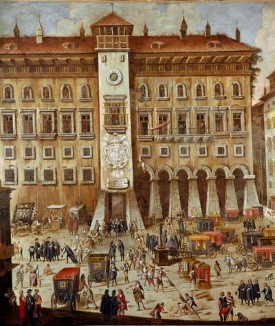 A nápolyi Vicaria-bíróság helye Masaniello forradalma idején A bûnözõk a bejárat elõtt bírák, egy kötélre akasztott férfi - Részlet - Ascanio Luciani (kb. 1621-1706) festménye Nápoly, Museo Nazionale di San Martino alkotó: Ascanio Luciani