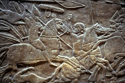 Ashurbanipal a Til-Tuba-i csatában, ie 650-620 között alkotó: Assyrian