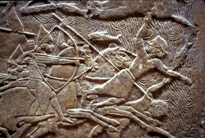 Ashurbanipal a Til-Tuba-i csatában, ie 650-620 között alkotó: Assyrian