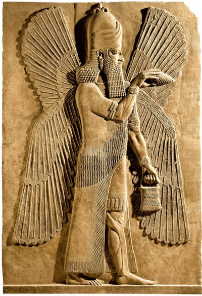 Szárnyas dzsinn. Részlet egy domborműről II. Sargon asszír király palotájából, ie 722-705 alkotó: Assyrian