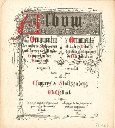 Album az építészet különböző korszakaiból származó díszítésekről és egyéb stilisztikai próbákról alkotó: Atelier Cuypers-Stoltzenberg