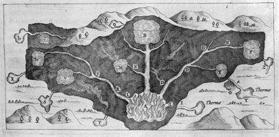 A földkéreg keresztmetszete, amely lehetővé teszi Athanasius Kircher számára, hogy bemutassa a termálforrások eredetét alkotó: Athanasius Kircher