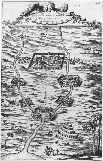Mezopotámia, a tigris és az Eufrátesz – a Tirris Bábelben”, Athanasie Kirecheri S.J., Amszterdam alkotó: Athanasius Kircher