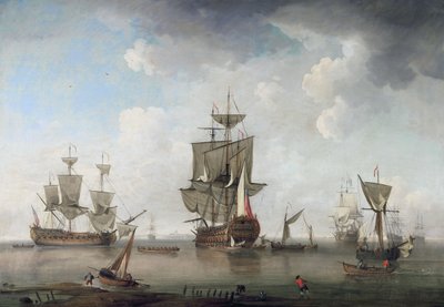 A háború emberei a kikötőben alkotó: attributed to Charles Brooking